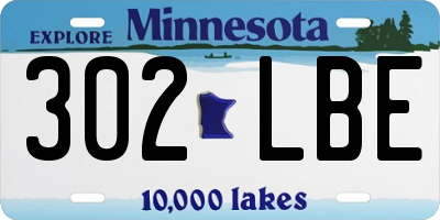 MN license plate 302LBE