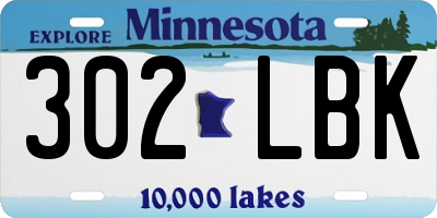 MN license plate 302LBK