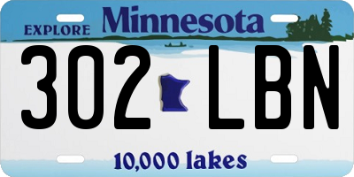 MN license plate 302LBN