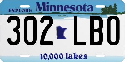 MN license plate 302LBO
