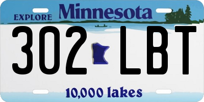 MN license plate 302LBT