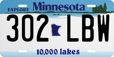 MN license plate 302LBW