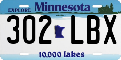 MN license plate 302LBX