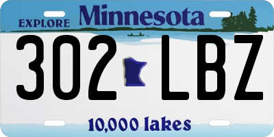 MN license plate 302LBZ