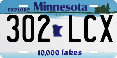 MN license plate 302LCX