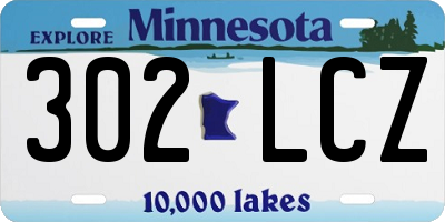 MN license plate 302LCZ