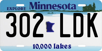 MN license plate 302LDK