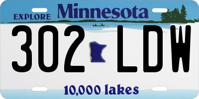 MN license plate 302LDW