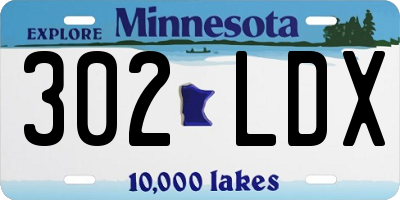 MN license plate 302LDX