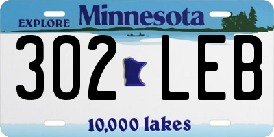 MN license plate 302LEB