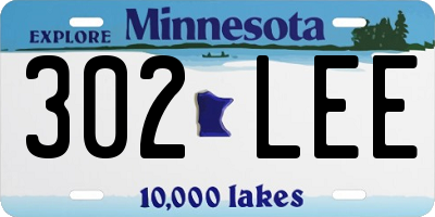 MN license plate 302LEE