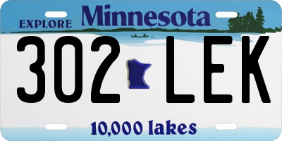 MN license plate 302LEK