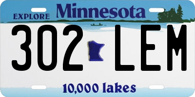 MN license plate 302LEM