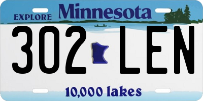 MN license plate 302LEN