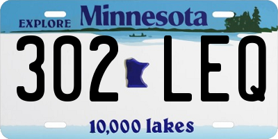 MN license plate 302LEQ