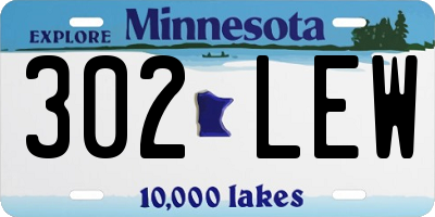 MN license plate 302LEW