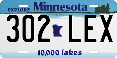 MN license plate 302LEX