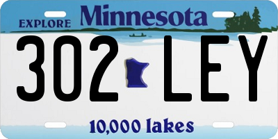 MN license plate 302LEY