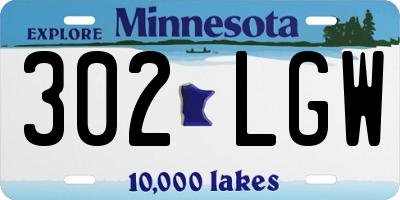 MN license plate 302LGW