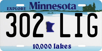 MN license plate 302LIG