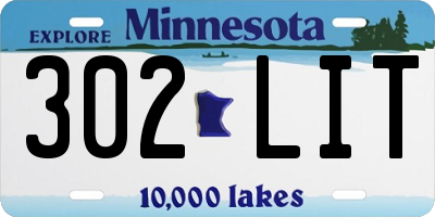 MN license plate 302LIT