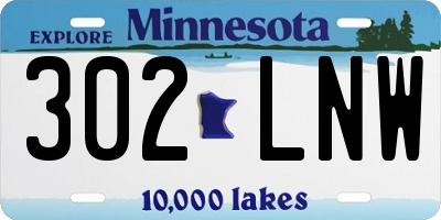 MN license plate 302LNW