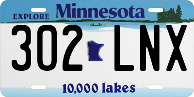 MN license plate 302LNX