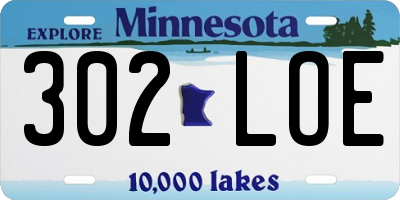 MN license plate 302LOE