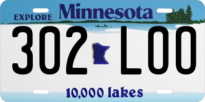 MN license plate 302LOO