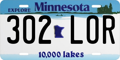 MN license plate 302LOR