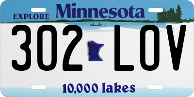 MN license plate 302LOV
