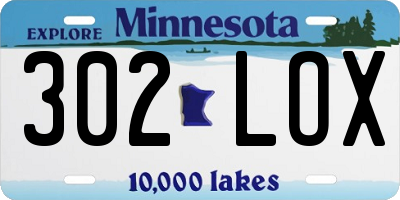 MN license plate 302LOX
