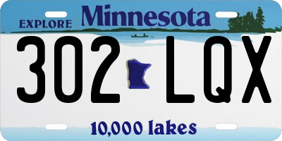 MN license plate 302LQX