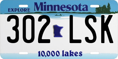 MN license plate 302LSK