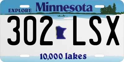 MN license plate 302LSX