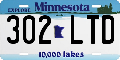 MN license plate 302LTD