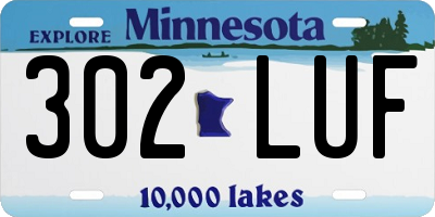 MN license plate 302LUF