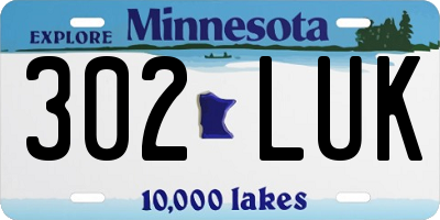 MN license plate 302LUK