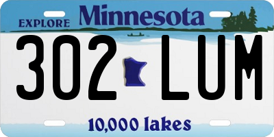 MN license plate 302LUM