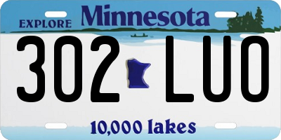 MN license plate 302LUO