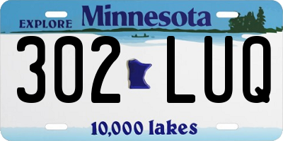 MN license plate 302LUQ