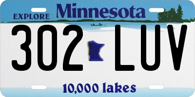MN license plate 302LUV