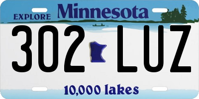 MN license plate 302LUZ