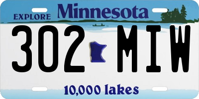 MN license plate 302MIW