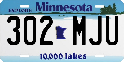 MN license plate 302MJU