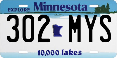 MN license plate 302MYS