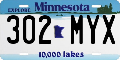 MN license plate 302MYX