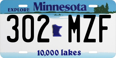 MN license plate 302MZF