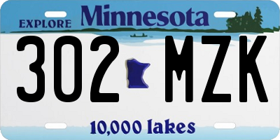 MN license plate 302MZK