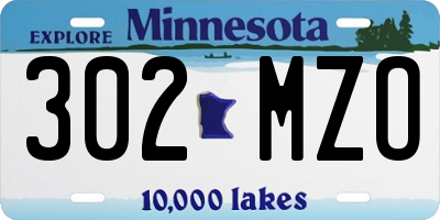 MN license plate 302MZO